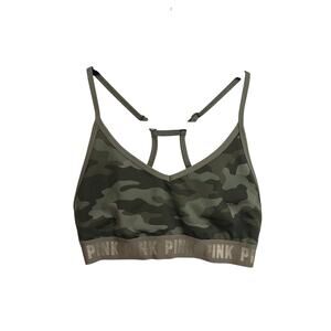 VS PINK Sports Bra Womens Medium Green Camo Ultimate Lightly Lined Racerback